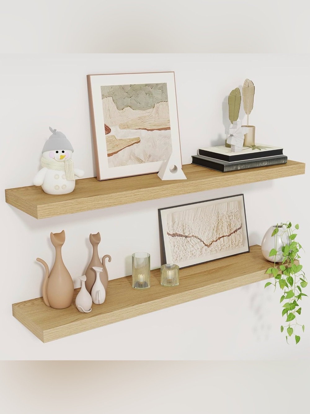 Floating Shelves, Oak Color Set of 2